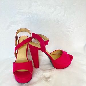 Call It Spring, size 10, faux suede, 6 inch heels, color pink.